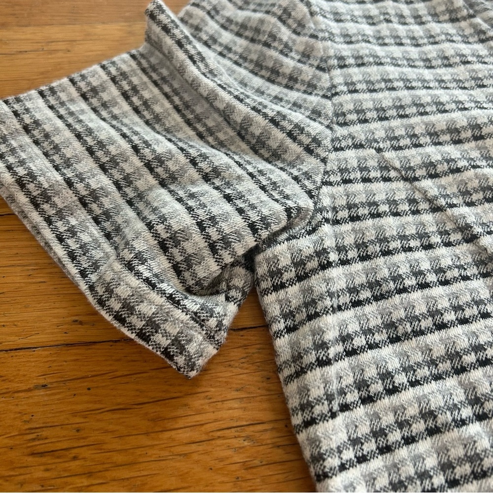 Pleione Short Sleeve Gray Dress Size Small Plaid Workwear Knit Peplum Office - Picture 3 of 8